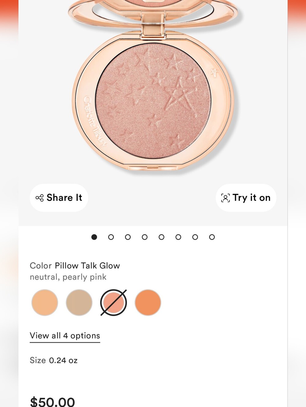 Charlotte Tilbury Pillow Talk Glow Shimmering Highlighter - Pearly Pink